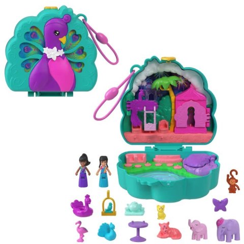 Zestaw figurek Polly Pocket Ogród pawia zestaw kompaktowy Zestaw figurek Polly Pocket Ogród pawia zestaw kompaktowy