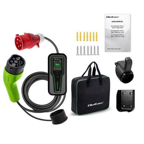 Mobilna ładowarka do samochodu elektrycznego EV z regulacją 2w1 Typ2 | 7kW | CEE 3 PIN | 230V | LCD | Przenośna | Wallbox | 5m Mobilna ładowarka do samochodu elektrycznego EV z regulacją 2w1 Typ2 | 7kW | CEE 3 PIN | 230V | LCD | Przenośna | Wallbox | 5m