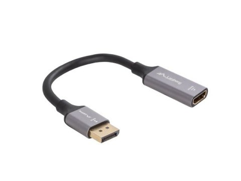 Adapter Displayport(M)- HDMI(F)4K na kablu 20cm srebrny Adapter Displayport(M)- HDMI(F)4K na kablu 20cm srebrny
