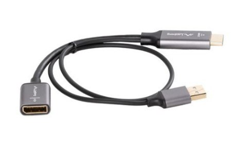 Adapter HDMI(M)-Displayport(F)4K na kablu 20cm srebrny Adapter HDMI(M)-Displayport(F)4K na kablu 20cm srebrny