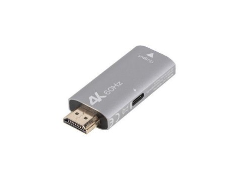 Adapter HDMI(M)-Displayport(F)4K srebrny Adapter HDMI(M)-Displayport(F)4K srebrny