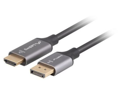 Kabel Displayport(M)-HDMI(M)1.8M 4K czarno-srebrny Kabel Displayport(M)-HDMI(M)1.8M 4K czarno-srebrny