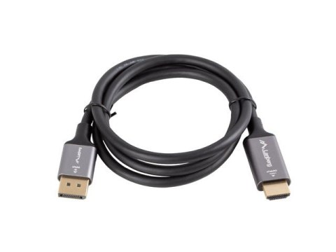 Kabel Displayport(M)-HDMI(M) 1M 4K czarno-srebrny Kabel Displayport(M)-HDMI(M) 1M 4K czarno-srebrny