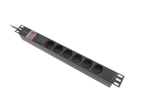 Listwa zasilająca rack PDU 19 cali 1U 16A 6x230V schuko 2m czarna Listwa zasilająca rack PDU 19 cali 1U 16A 6x230V schuko 2m czarna