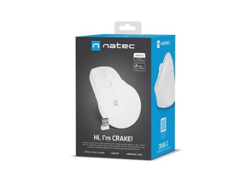 Mysz bezprzewodowa wertykalna Crake 2 BT 5.2 + 2.4GHz biała