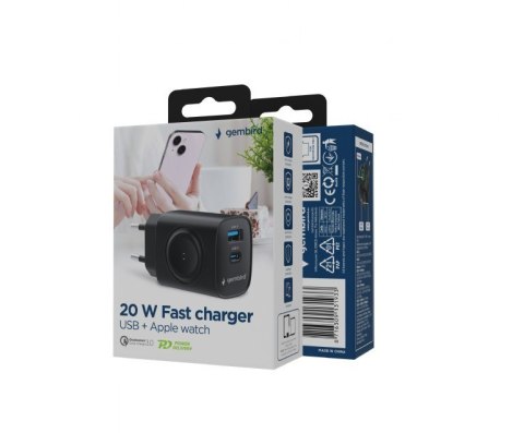 Ładowarka USB-A USB-C 20W PowerDelivery Quick Charge 3.0, czarna Ładowarka USB-A USB-C 20W PowerDelivery Quick Charge 3.0, czarna