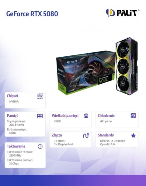 Karta graficzna GeForce RTX 5080 GameRock 16GB GDDR7 256bit 3DP/HDMI