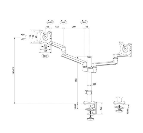 Uchwyt biurkowy DS60-425BL2 2LCD