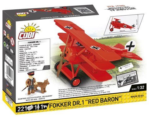 Klocki Fokker DR.1 Czerwony Baron 221 klocków Klocki Fokker DR.1 Czerwony Baron 221 klocków