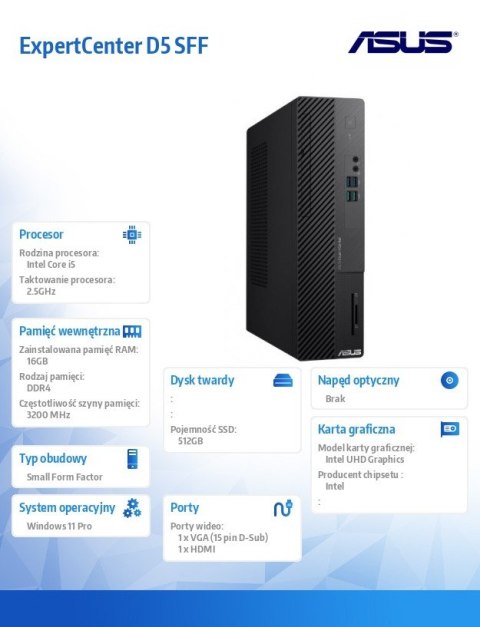 Komputer ExpertCenter D5 SFF D500SE-513500504X i5-13500 16GB/512GB/W11 PRO Komputer ExpertCenter D5 SFF D500SE-513500504X i5-13500 16GB/512GB/W11 PRO