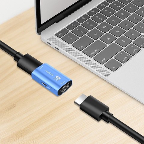 Repeater HDMI, 8K/60HZ, HDCP2.3, Alu, niebieski