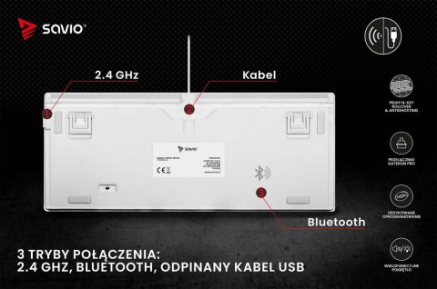 Klawiatura mechaniczna bezprzewodowa PHENIX WHITE Gateron Red Pro, Pudding