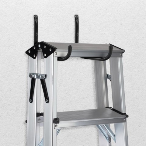 2x uchwyt ścienny, max 22kg/uchwyt MC-487 Komplet 2 uchwytów ściennych na opony, koła, drabinę, rower. Stalowy, Czarny