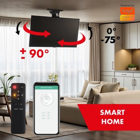 Sufitowy elektryczny uchwyt do TV MC-490 obsługa TUYA, max VESA 600x400, obrót 90st. 32-75', max 35 kg