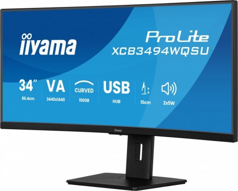 Monitor 34 cali XCB3494WQSU-B1 VA,UWQHD,1500R,2xHDMI,DP,2xUSB,2xUSB-C