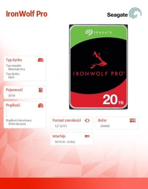 Dysk IronWolf Pro 20TB 3,5 SATA ST20000NT001 Dysk IronWolf Pro 20TB 3,5 SATA ST20000NT001
