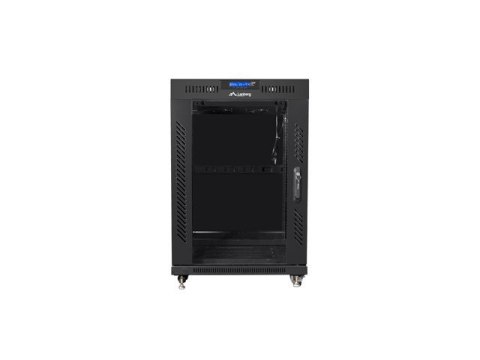 Szafa instalacyjna Rack stojąca 19 15U 600X600 czarna, drzwi sklane (flat pack) Szafa instalacyjna Rack stojąca 19 15U 600X600 czarna, drzwi sklane (flat pack)