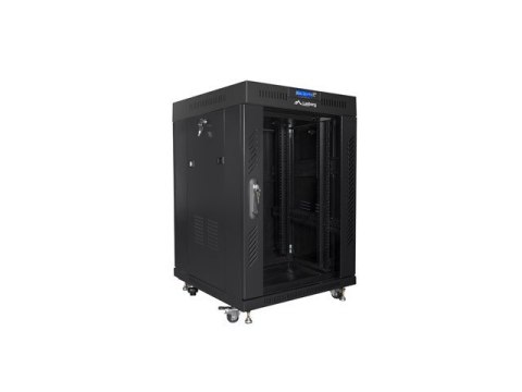Szafa instalacyjna Rack stojąca 19 15U 600X600 czarna, drzwi sklane (flat pack) Szafa instalacyjna Rack stojąca 19 15U 600X600 czarna, drzwi sklane (flat pack)