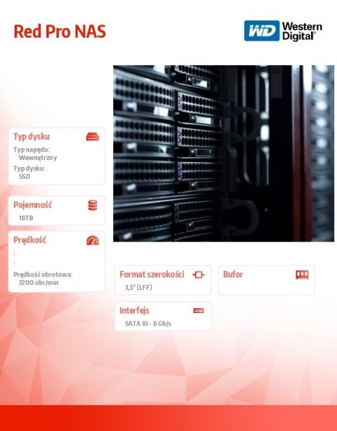 Dysk Red Pro 18TB 3.5 cala 512MB SATAIII/7200rpm Dysk Red Pro 18TB 3.5 cala 512MB SATAIII/7200rpm