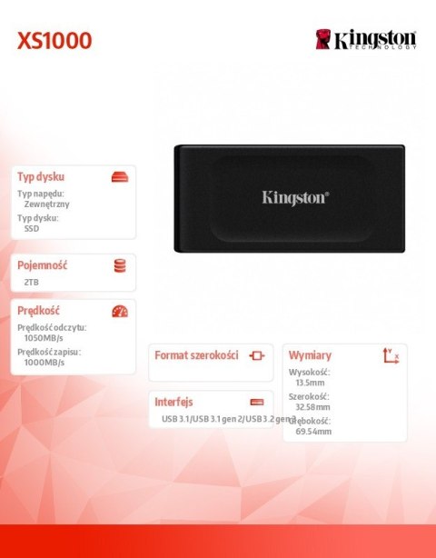 Dysk SSD XS1000 2TB USB3.2 Gen2x2 Zewnętrzny Dysk SSD XS1000 2TB USB3.2 Gen2x2 Zewnętrzny