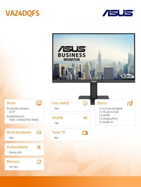 Monitor 24 cale VA24DQFS IPS FHD 100Hz HDMI VGA Monitor 24 cale VA24DQFS IPS FHD 100Hz HDMI VGA