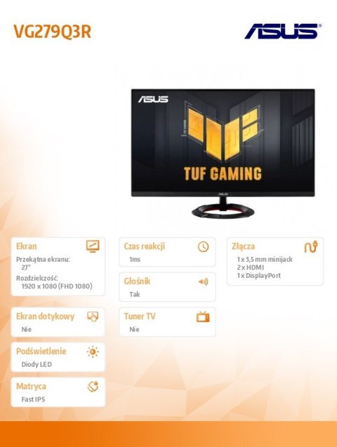 Monitor 27 cali VG279Q3R FHD IPS 180Hz DP HDMIx2 Monitor 27 cali VG279Q3R FHD IPS 180Hz DP HDMIx2