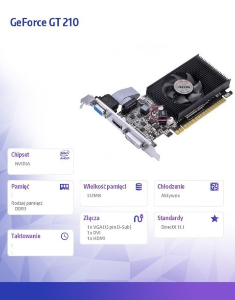 Karta graficzna GeForce GT 210 512MB DDR3 DVI HDMI VGA LP V2 Karta graficzna GeForce GT 210 512MB DDR3 DVI HDMI VGA LP V2