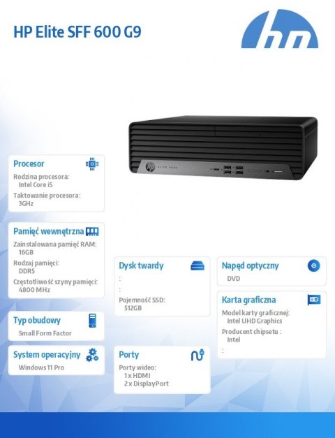 Komputer 600 G9 SFF i5-12500 512/16/W11P 6U4Q0EA Komputer 600 G9 SFF i5-12500 512/16/W11P 6U4Q0EA