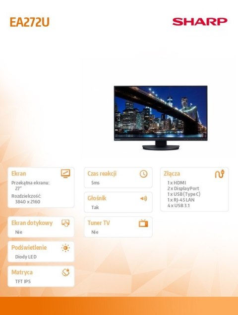 Monitor MultiSync EA272U 27 cali czarny