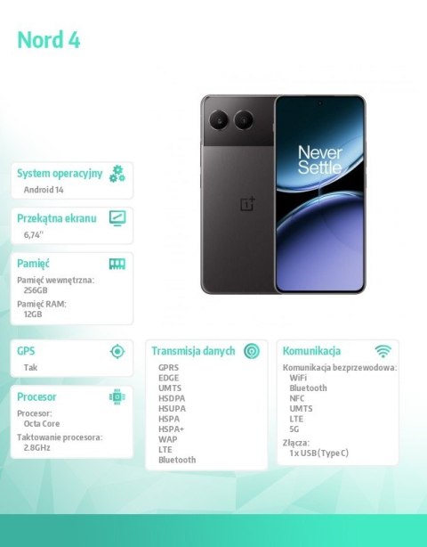 Smartfon Nord 4 5G 12/256 GB CPH2663 czarny Smartfon Nord 4 5G 12/256 GB CPH2663 czarny