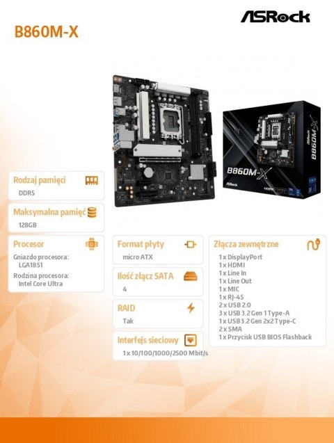 Płyta główna B860M-X s1851 4DDR5 mATX