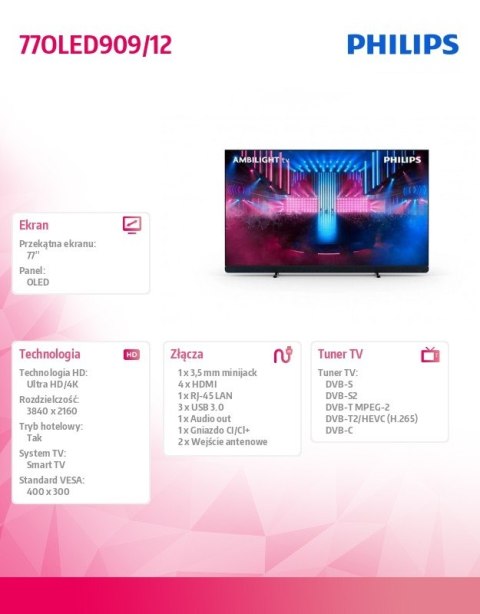 Telewizor 77 cali OLED 77OLED909/12 Telewizor 77 cali OLED 77OLED909/12