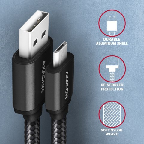 BUMM-AM20AB Kabel MicroUSB - USB A, 2m, USB 2.0, 2.4A, ALU, oplot Czarny BUMM-AM20AB Kabel MicroUSB - USB A, 2m, USB 2.0, 2.4A, ALU, oplot Czarny
