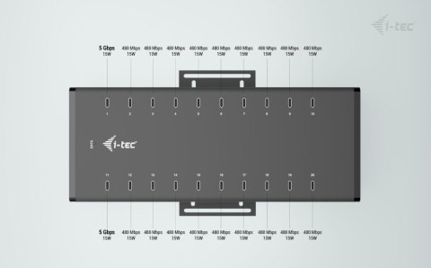 I-tec USB-C/USB-A Metal Charging + data HUB 15W per port 20x USB-C