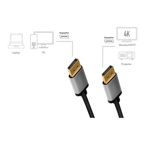 Kabel DisplayPort 4K/60 Hz,DP/M do DP/M aluminiowy 1m Kabel DisplayPort 4K/60 Hz,DP/M do DP/M aluminiowy 1m
