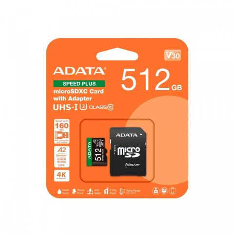 Karta microSD Speed Plus 512GB UHS1 U3 V30 A2 180/160 MB/s Karta microSD Speed Plus 512GB UHS1 U3 V30 A2 180/160 MB/s