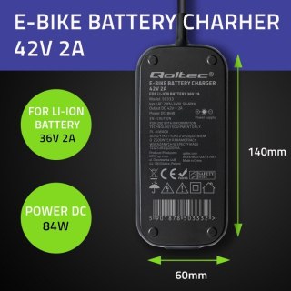 Ładowarka do roweru skutera elektrycznego 36V | 42V | 2A | 5.5*2.5 + wodoodporna + kabel zasilający