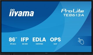 Monitor 86 cali TE8613A-B1AG INFRARED,40pkt,IPS,4K,7H,450cd/m2, WiFi,USB, ANDROID 14, Google EDLA,2x20W, UCHWYT CIENNY