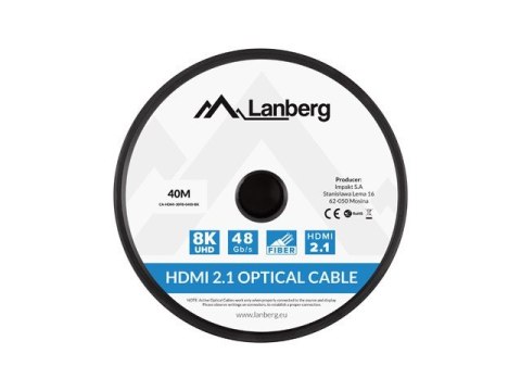 Kabel HDMI M/M v2.1 40M 8K czarny optyczny AOC Kabel HDMI M/M v2.1 40M 8K czarny optyczny AOC