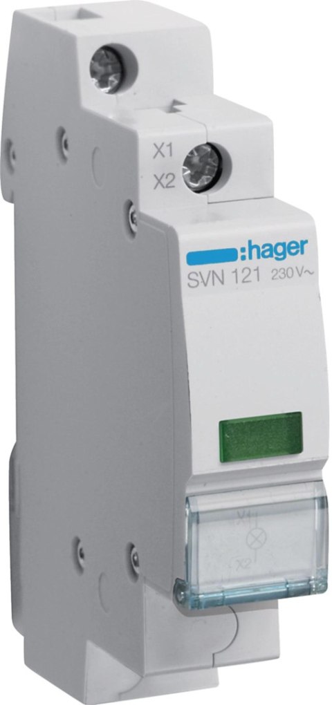 Lampka sygnalizacyjna, 230V AC, Zielony LED HAGER SVN121 Lampka sygnalizacyjna, 230V AC, Zielony LED HAGER SVN121