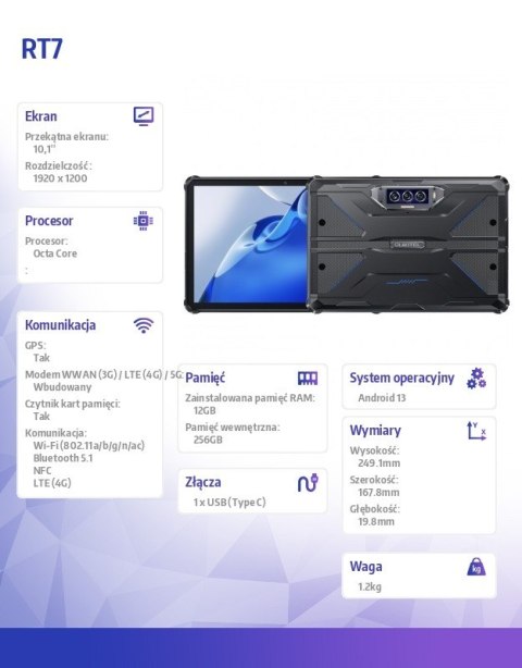 Tablet RT7 12/256GB 10,1 cala niebieski