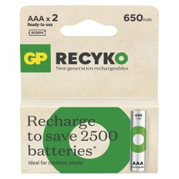 Akumulatorki R03/AAA Ni-MH 650mAh blister 2szt. GP RECYKO