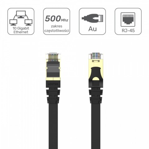Patchcord CAT.7 SSTP (8P8C) RJ45; 3m; płaski; C1897BK-3M Patchcord CAT.7 SSTP (8P8C) RJ45; 3m; płaski; C1897BK-3M