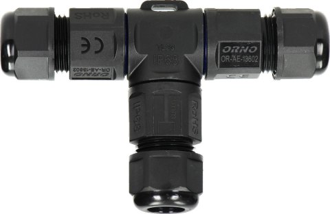 Konektor Mufa kablowa trójnik T IP68, 3x4mm², 450V/25A OR-AE-13602 Konektor Mufa kablowa trójnik T IP68, 3x4mm², 450V/25A OR-AE-13602