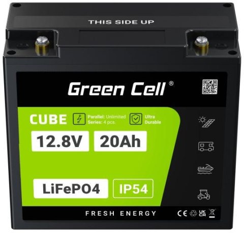 AKUMULATOR LITOWO-ŻELAZOWO-FOSFORANOWY LiFePO4 Green Cell Cube 12.8V 20Ah LFPGC12V20AH AKUMULATOR LITOWO-ŻELAZOWO-FOSFORANOWY LiFePO4 Green Cell Cube 12.8V 20Ah LFPGC12V20AH