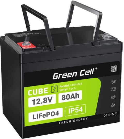 AKUMULATOR LITOWO-ŻELAZOWO-FOSFORANOWY LiFePO4 Green Cell Cube 12.8V 80Ah LFPGC12V80AH AKUMULATOR LITOWO-ŻELAZOWO-FOSFORANOWY LiFePO4 Green Cell Cube 12.8V 80Ah LFPGC12V80AH