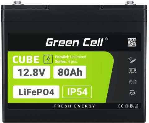 AKUMULATOR LITOWO-ŻELAZOWO-FOSFORANOWY LiFePO4 Green Cell Cube 12.8V 80Ah LFPGC12V80AH AKUMULATOR LITOWO-ŻELAZOWO-FOSFORANOWY LiFePO4 Green Cell Cube 12.8V 80Ah LFPGC12V80AH