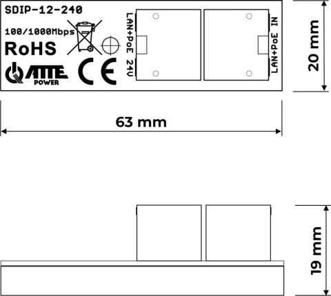 Adapter PoE ATTE SDIP-12-240 Adapter PoE ATTE SDIP-12-240