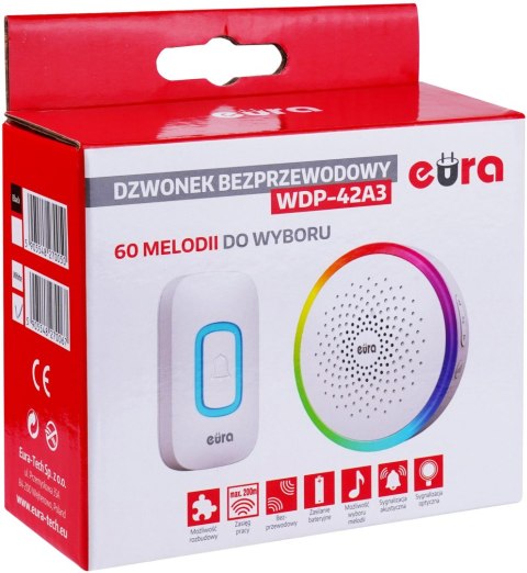 Dzwonek bezprzewodowy EURA WDP-42A3 bialy Dzwonek bezprzewodowy EURA WDP-42A3 bialy