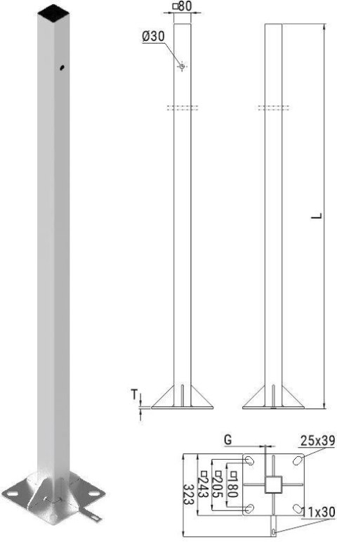Słup ATS SKAMP1/4 pod montaż kamer CCTV Słup ATS SKAMP1/4 pod montaż kamer CCTV